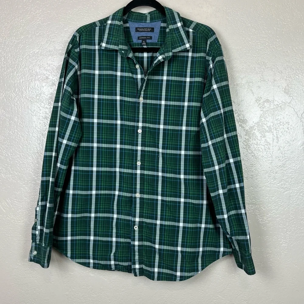 5 for‎ $30 Banana republic men long sleeve bottoms down multicolor plaid shirt